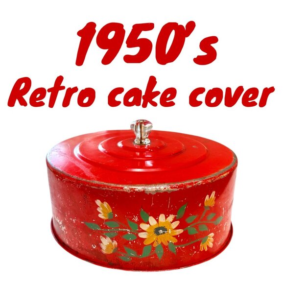 Vintage Other - Retro Cake Carrier/Cover Hand painted